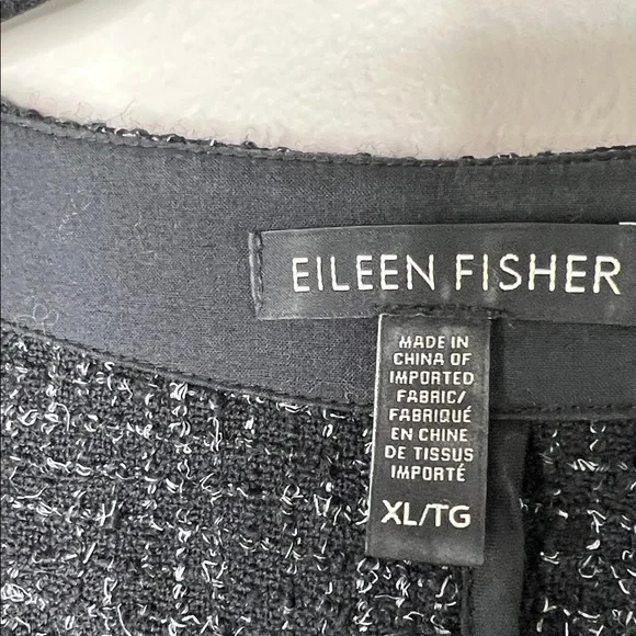 Eileen Fisher Briar Patch Black Wool open front 3/4 sleeve Jacket Blazer size XL - Picture 4 of 13